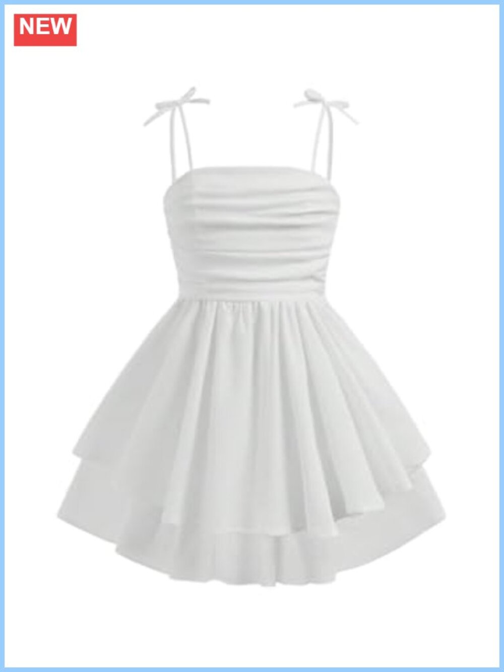 Girls A-Line Swing Dress Ruched Smocked Flowy Cami Short Dress